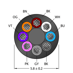 Thumbnail for CABLE8X0.25-XX-PUR-BK-500M/TXL